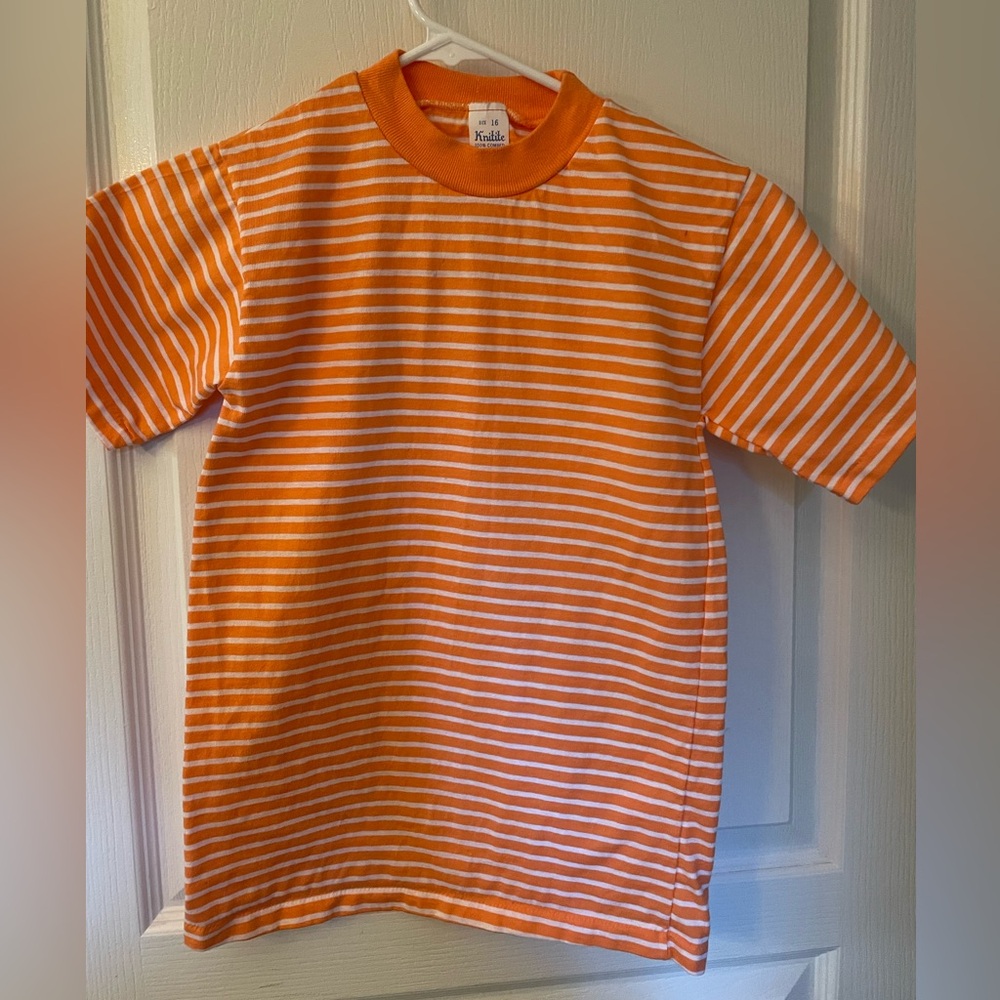 Kids Orange Striped Short Sleeve Tee